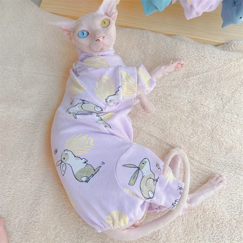 Modischer Sphynx-Katzenpullover, warme Kleidung für haarlose Katzen, bequemer Baumwoll-Rollkragenpullover für Devon Rex Katzen, Oberbekleidung – Detail 4