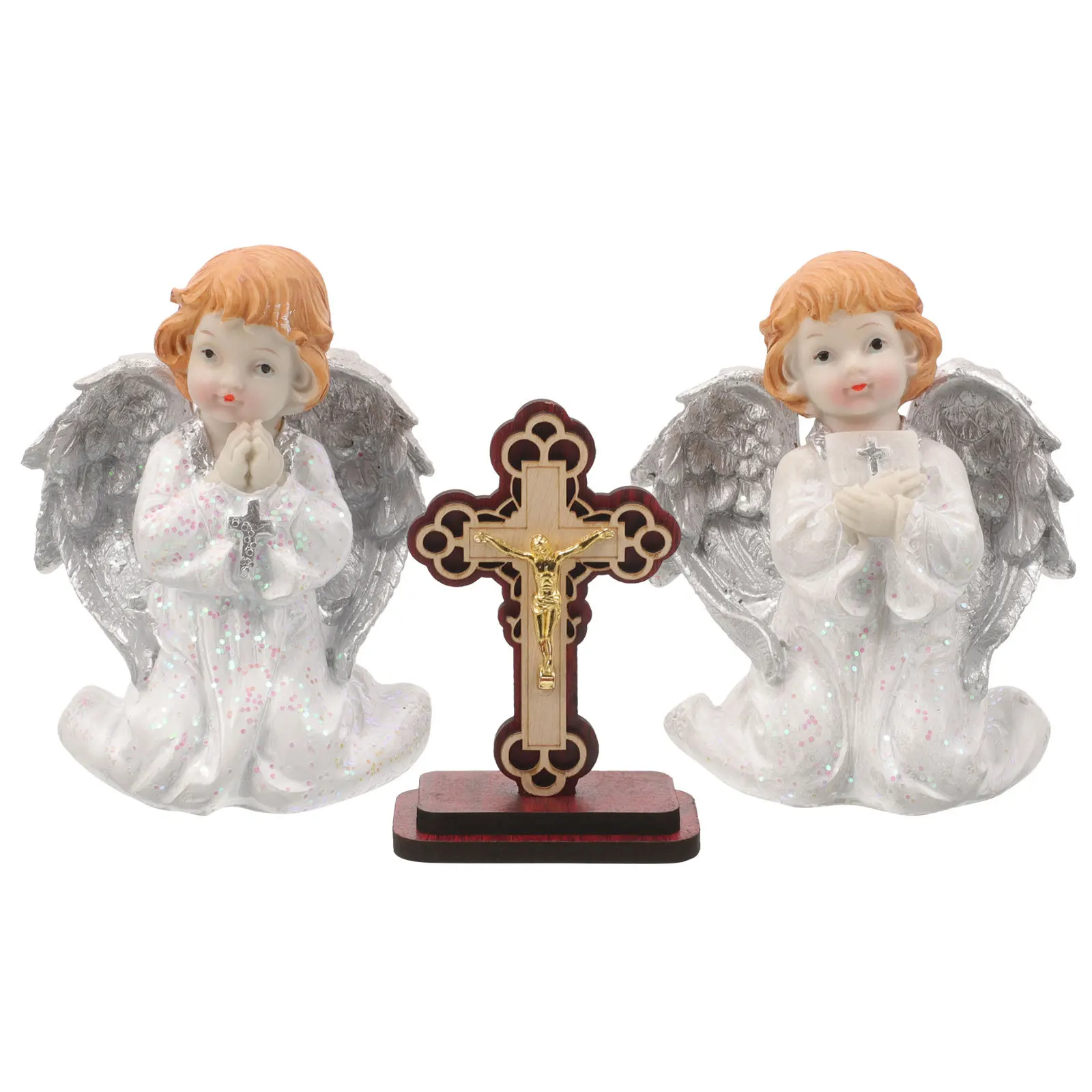 

1Set Angel Resin Statue Cute Angel Ornament Flat Bottom Resin Craft Home Decoration Desktop Shelf Housewarming Present