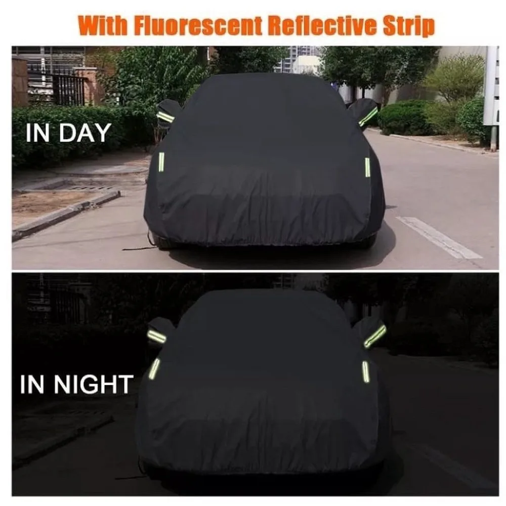 

Black Heat-Absorbing Car Protective Cover Waterproof Sunscreen Rain UV Protection Outdoor Car Cover for All Weather