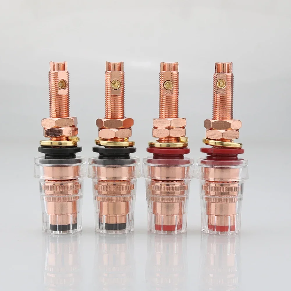 4PCS Hi-End Pure Red Copper 4mm Binding Post Hifi audio Amplifier Speaker Banana Plug Female Terminal Socket