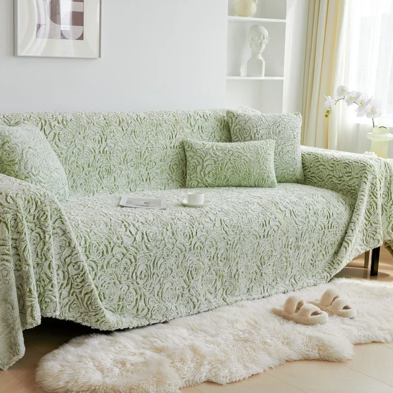 Rabbit Plush Sofa Cover Universal Soft Sofa Towel Covers Non-slip L Shape Sofa Blanket Couch Cushion Mat Living Room