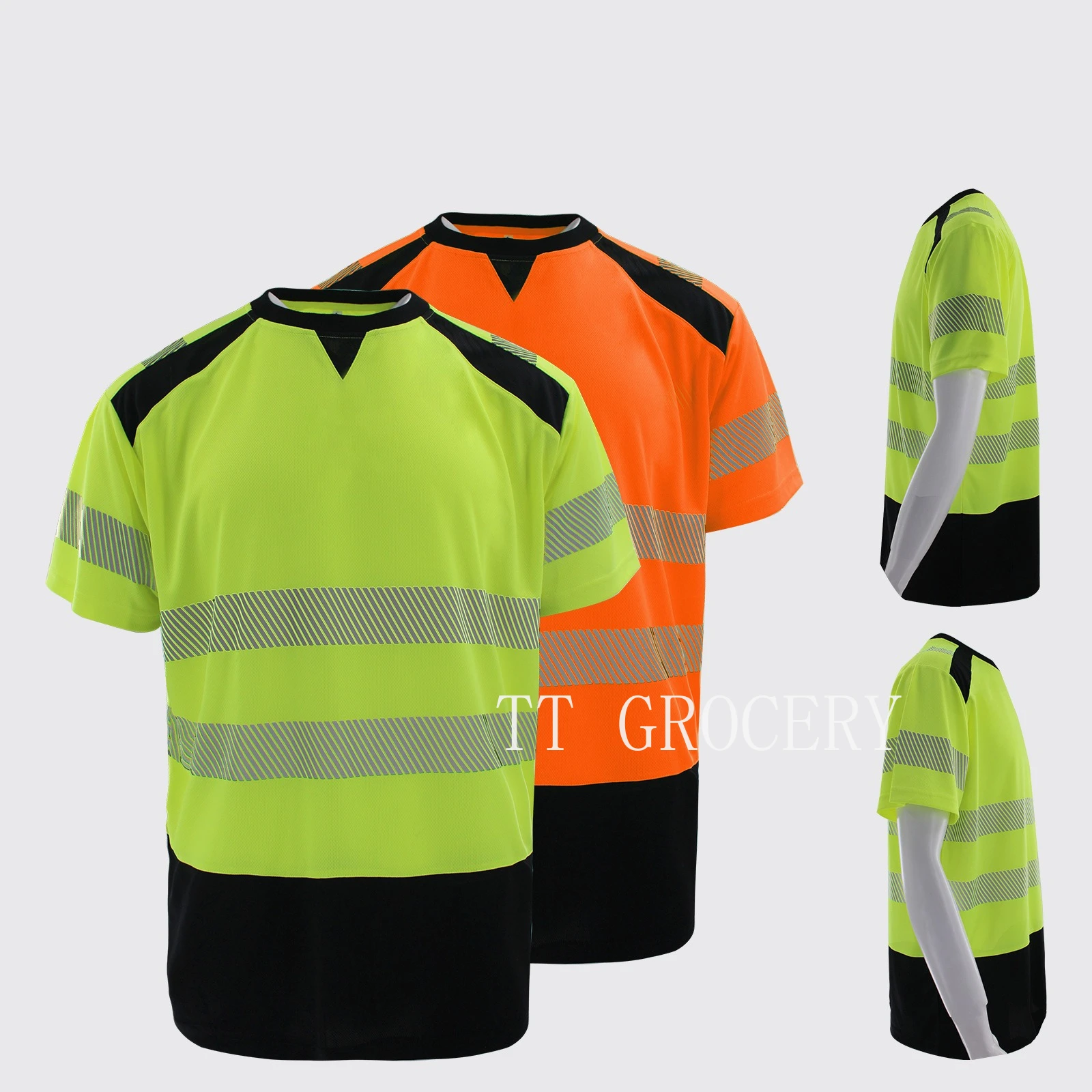 

Safety Clothing Breathable Short-Sleeve High Visibility Reflective Mesh Safety T-Shirt for Traffic Construction & Work Sites