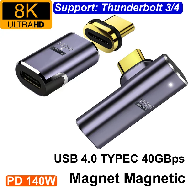 

USB 4.0 USB4.0 Thunderbolt3 Magnetic Adapter USB C To Type C 40Gbps 140W Fast Charging Magnet Converter Cable 8K@60Hz USB Type C