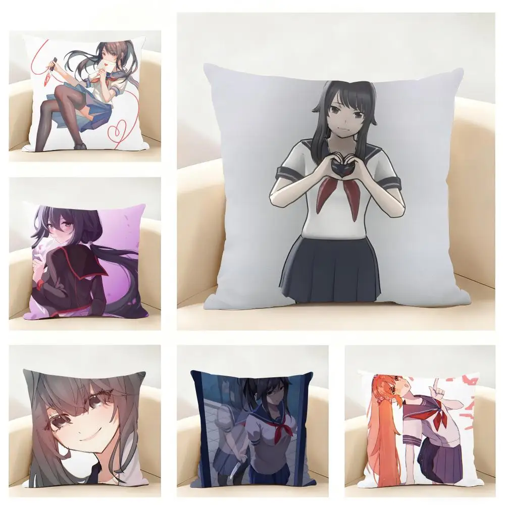 Y-Yandere Simulator Cushion Cover Linen Pillowcase Soft  for Sofa Bed Home Room Decor