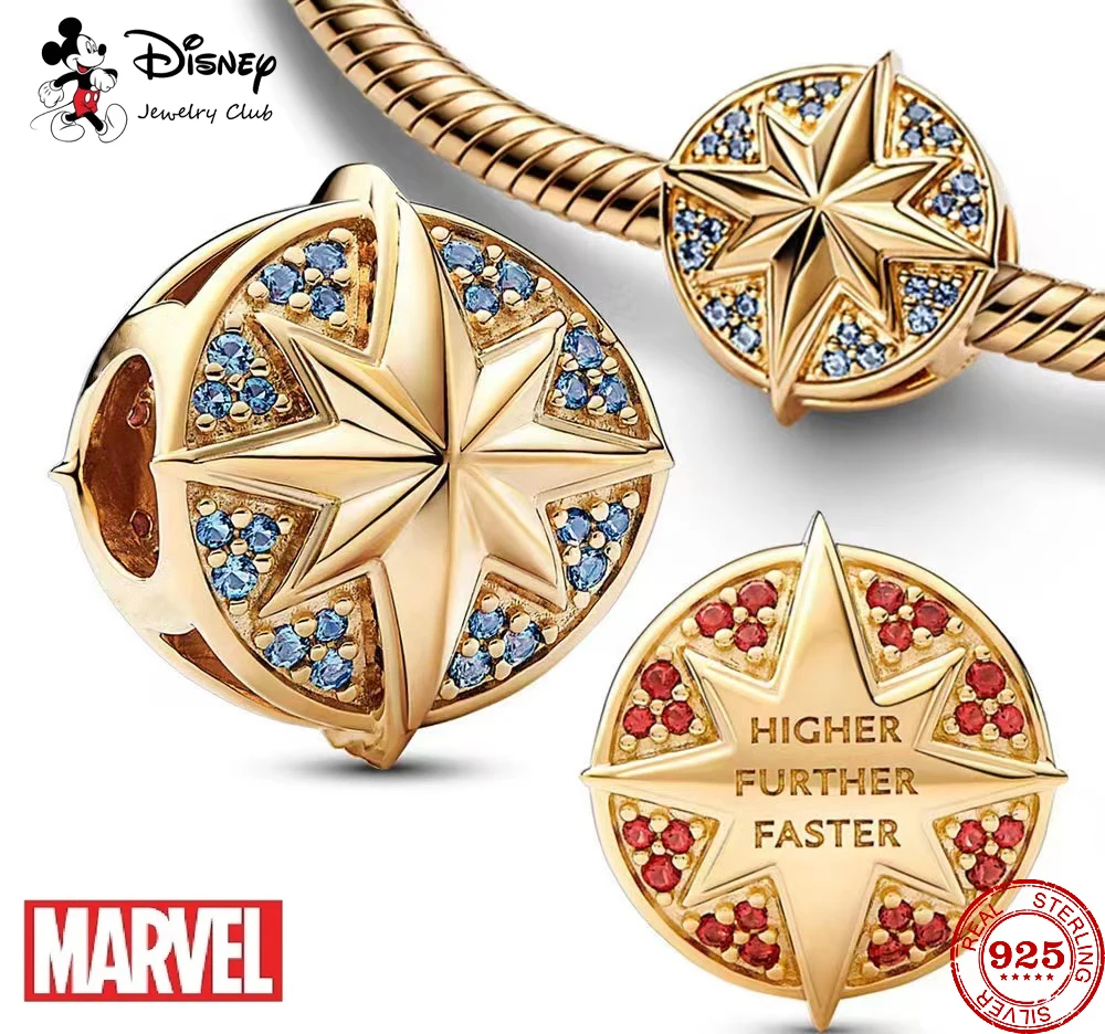 

Newst Hot Sale Disney Captain Marvel Charms 925 Sterling Silver Original Charms Fit Pendant Bracelet DIY Jewelry Making