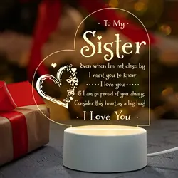 3D Led Night Light Gifts for Sisters - Sisters' Gifts for Birthday Gift, Graduation Gifts,  USB Powered Acrylic Night Light