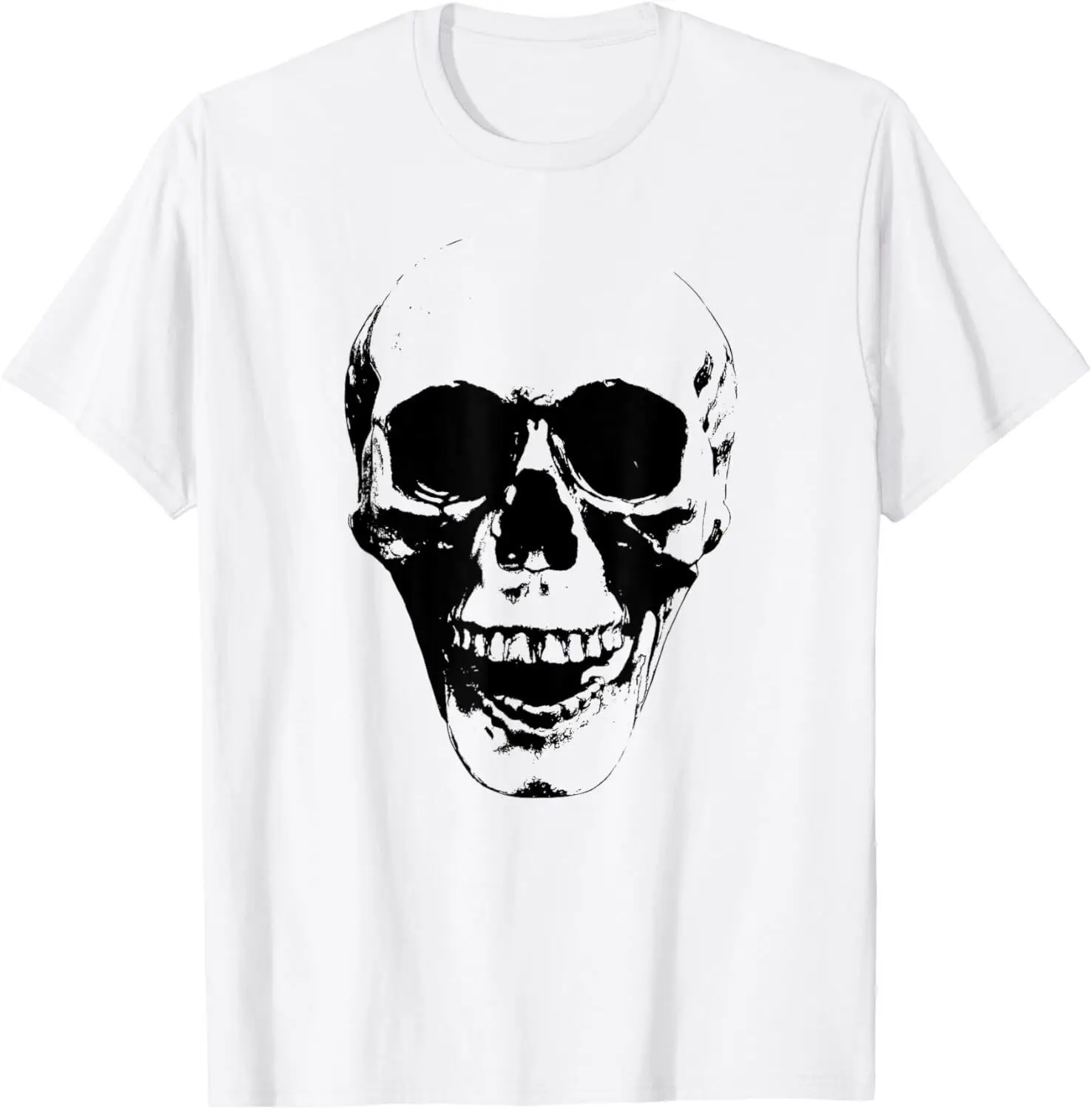 Skull Face Silhouette Grunge Rock Graphic Halloween Horror T-Shirt