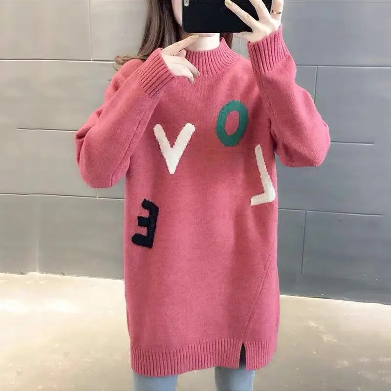 

Осенне-зимний женский пуловер с буквами, эстетический дешевый верх, гладкая одежда, корейский стиль, предложения 2025 года, вязаные свитера для женщин