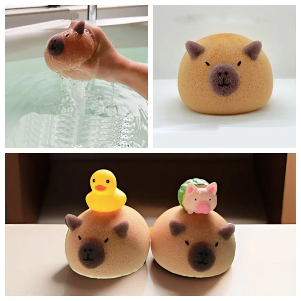 Houvast Cartoon Capibara Badballen Schuimnet Leuke badscrubber Absorbeer water Ontvang blaren Badspons Schuimend