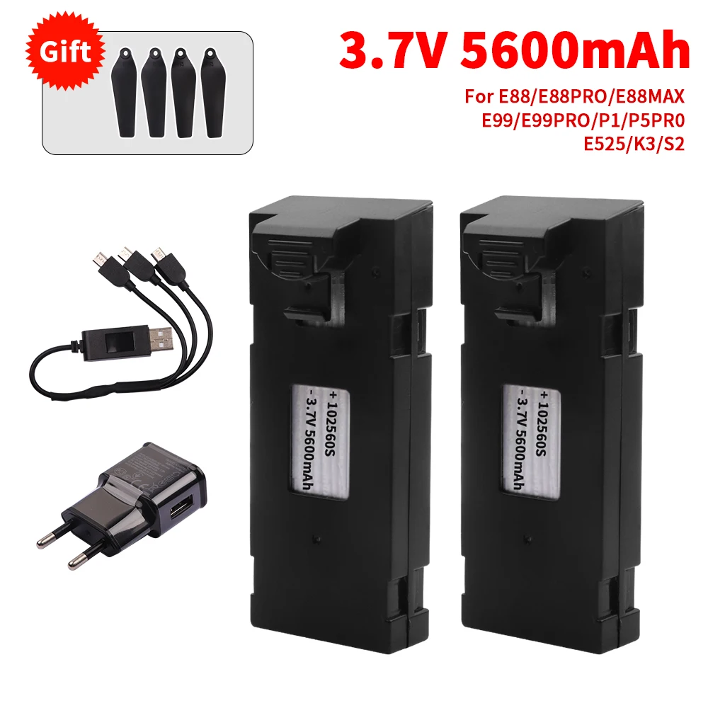 3.7V 5600Mah Battery and Charger Accessory For RC Drone E88 E99 E88PRO Ls-E525 P1 K3 S2 Mini Uav Drone Battery Special  Rc Parts