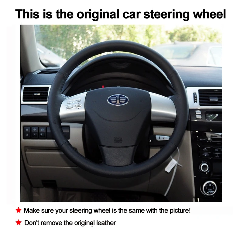 Hand Stitching Auto Car Steering Wheel Cover Wrap For FAW Besturn B70 2011 2012 2013 Braid On Steering-wheel Holder Accessories