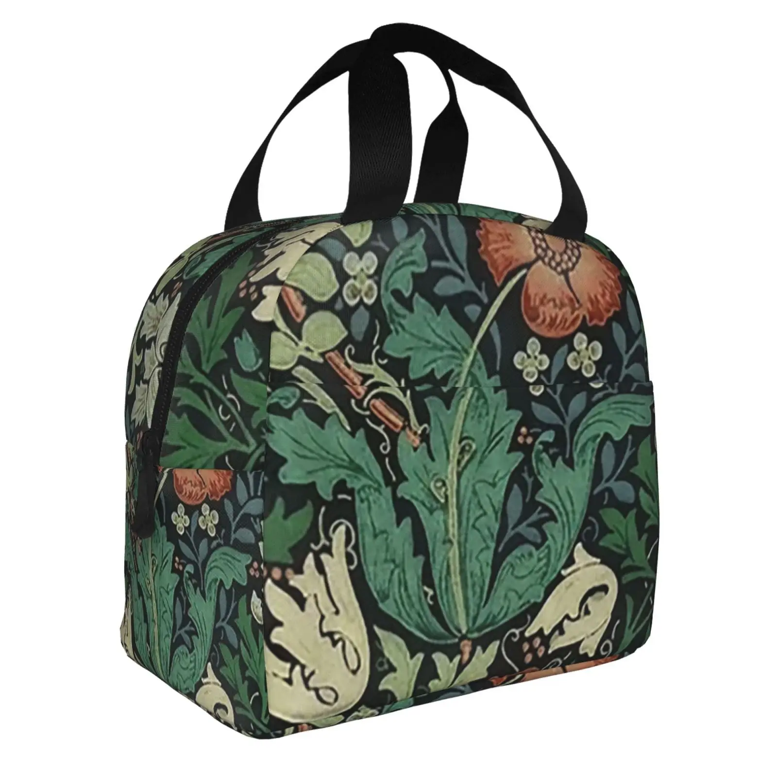 Vintage Style Botanical Flowers and Plants Lunch Bag Portable Thermal Cooler Insulated Bento Box for Kids Food Tote Bags