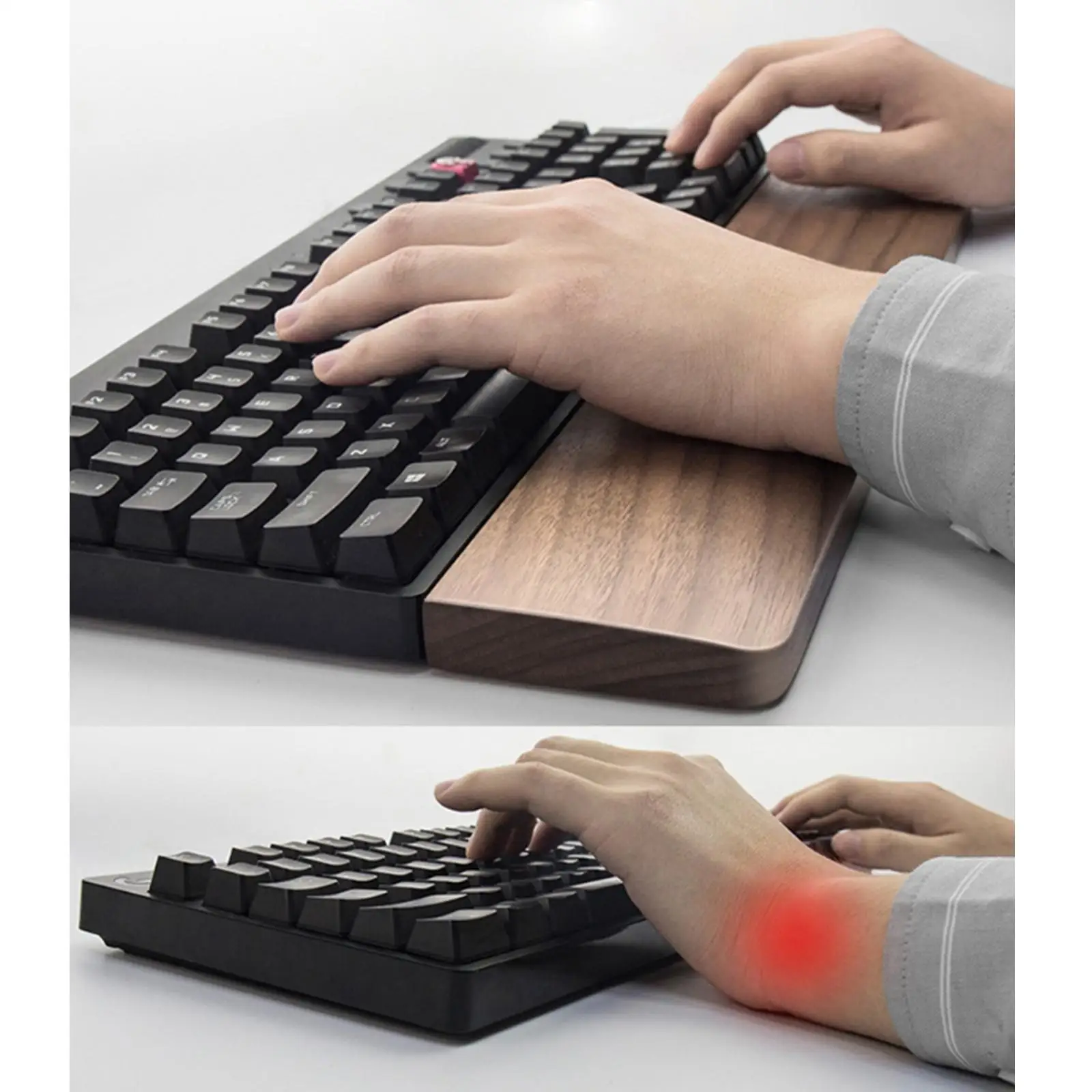 Desktop Keyboard Holder Solid Wooden Hand Pad for Office Worker Gamer, Easy to Clean