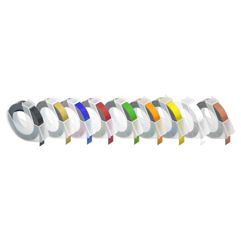 10PK Compatible Dymo 3D Label Tape 9mm Dymo 3D Embossing Tape For Dymo Motex E101 E202 Manual Typewriter 12965 1610 Label Maker