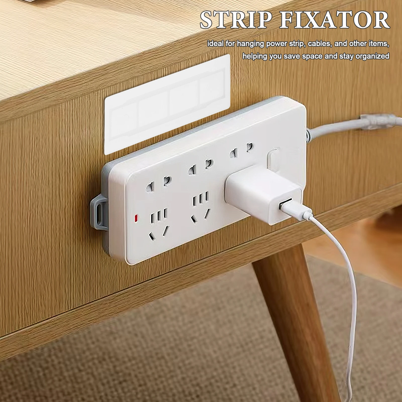 

6Sets Power Strip Fixator Self Adhesive Power Strip Wall Mount Holder Cable Organizer Socket Holder for Office Home