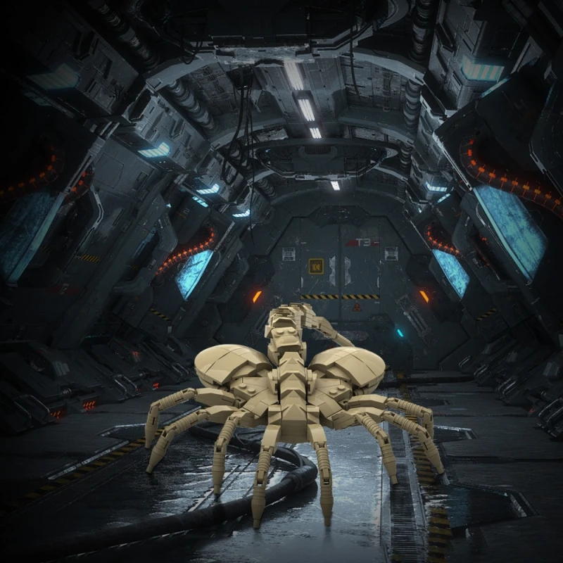 Moc Alien Facehugger Model klocki w pełni przegubowy rekwizyt filmowy figurka kolekcjonerska technologia dekoracja filmów z horroru