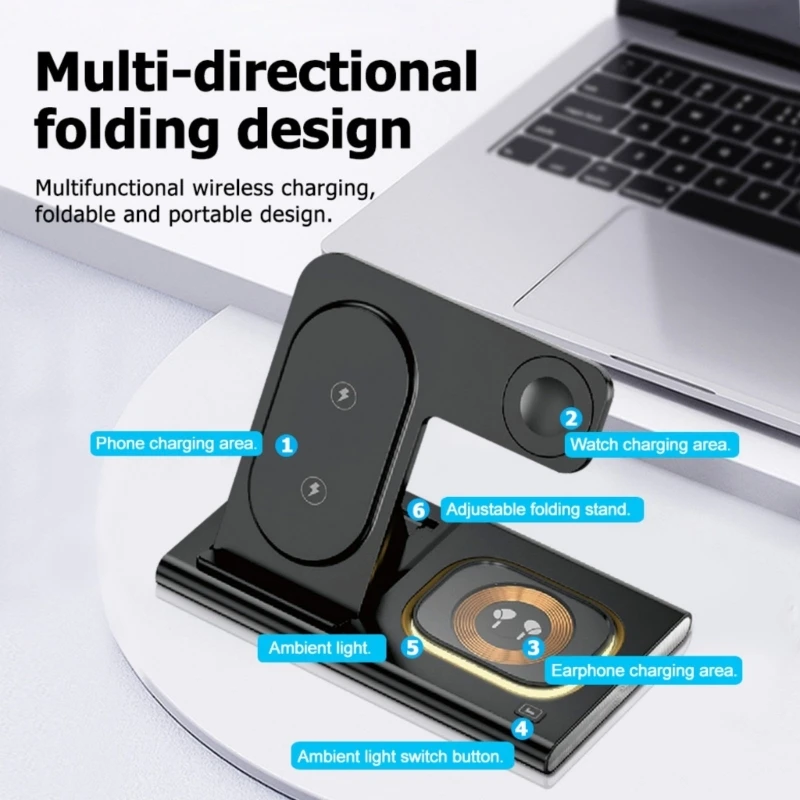 T3EE 3 in 1 Wireless Charging Station for Phone 16 15 14 and Watch Series with Earphone Compatibility