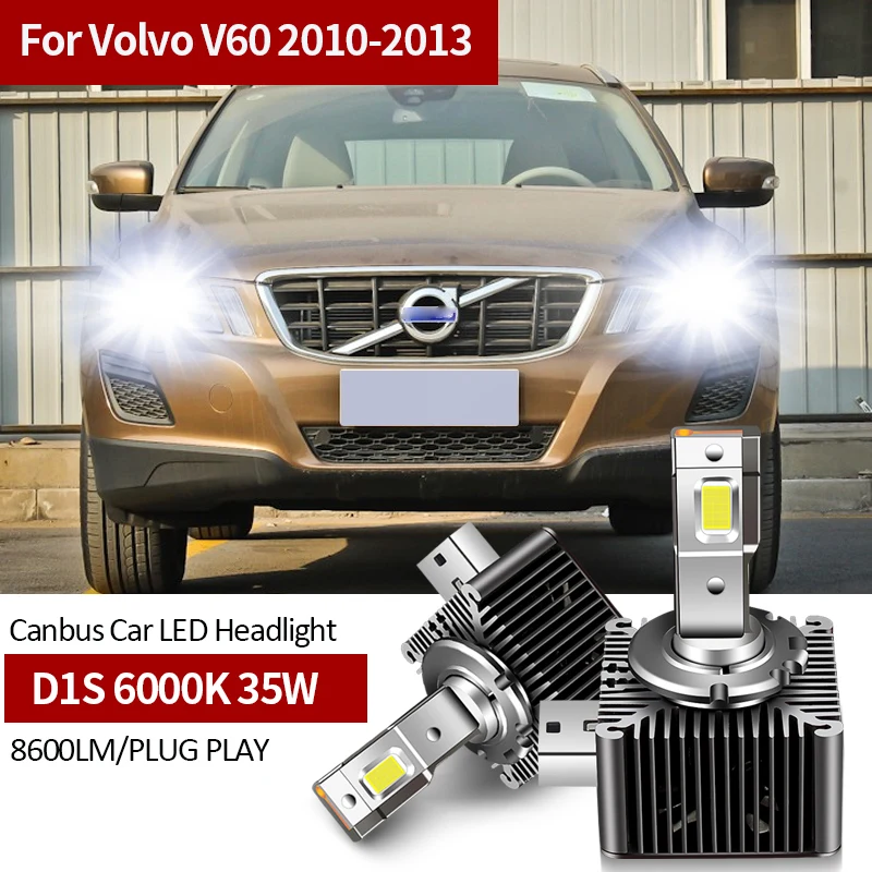 2PCS For Volvo V60 2010 2011 2012 2013 35W 6000K D1S Canbus Car LED Headlight Bulbs Replacement Original Xenon HID Bulb