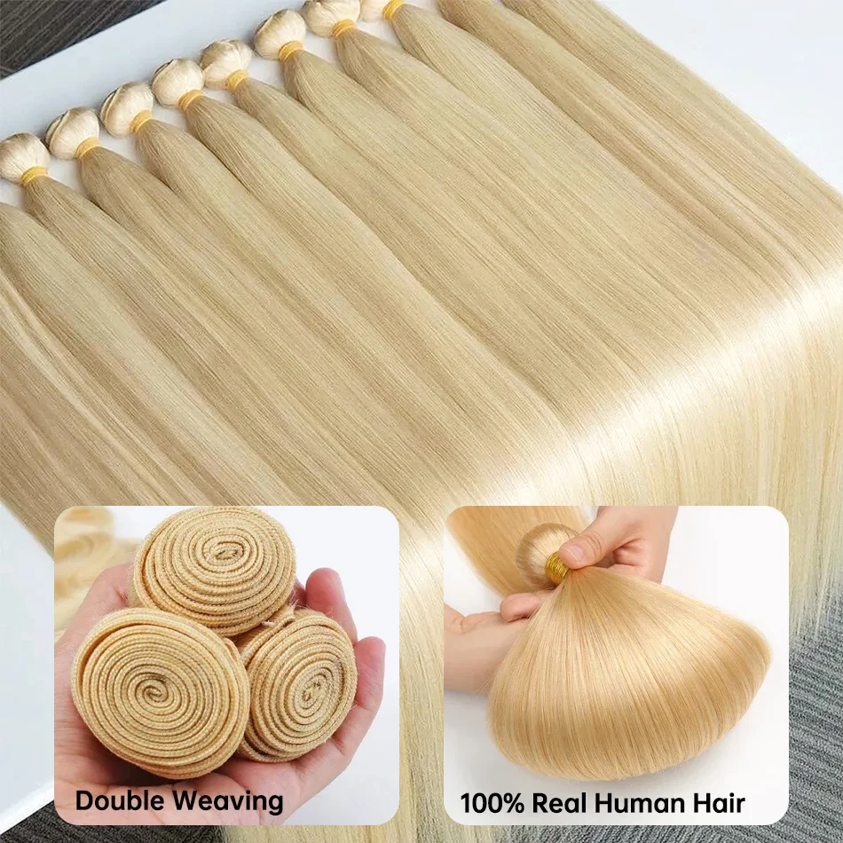 Luvin 613 Blonde Colored Straight Human Hair Bundles Brazilian Hair Weave 100% Human Hair Bundles Remy Hair Extensions