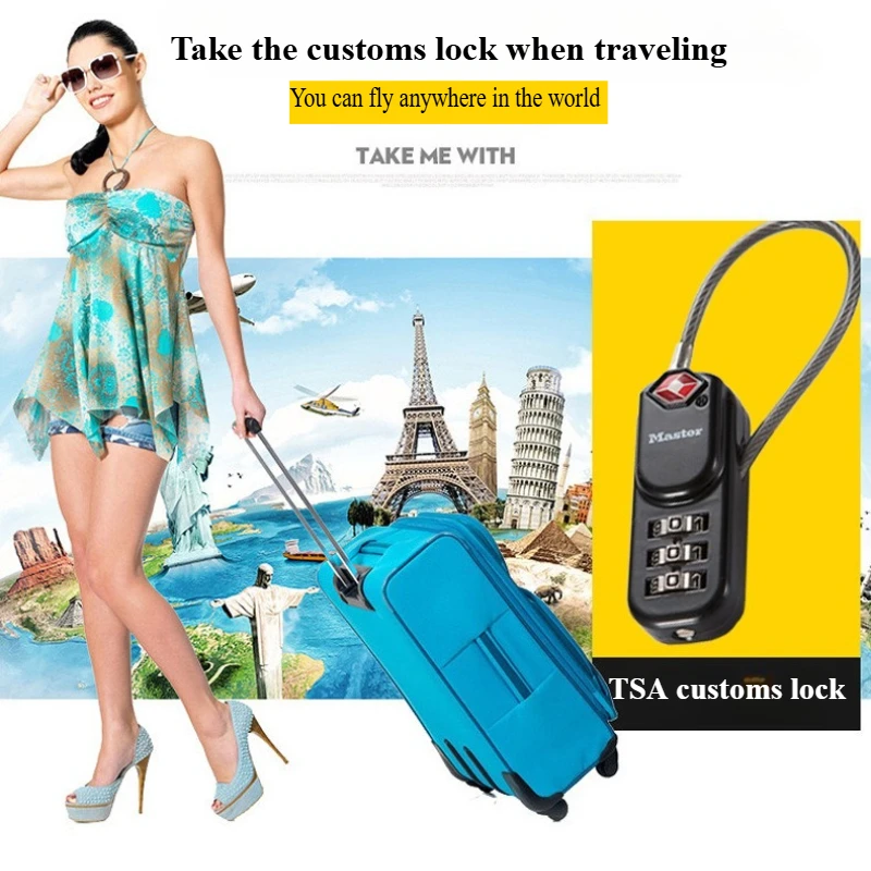 U Style TSA Luggage Lock with Cable Rope Suitcase Couple Secure Lock 4674 1pcs