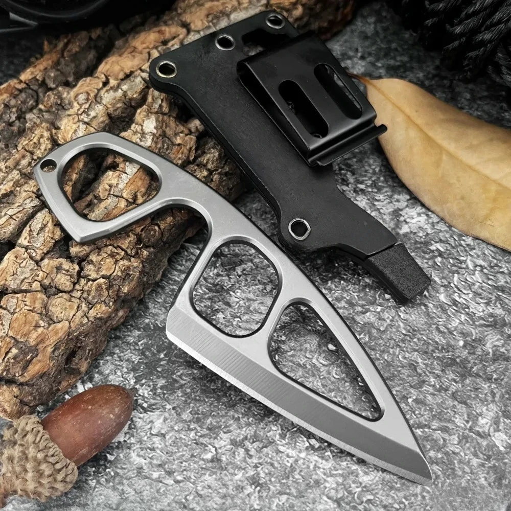 Multifunctional high-hardness mini stainless steel fixed knife 440C double-edge folding portable folding knife outdoor tool