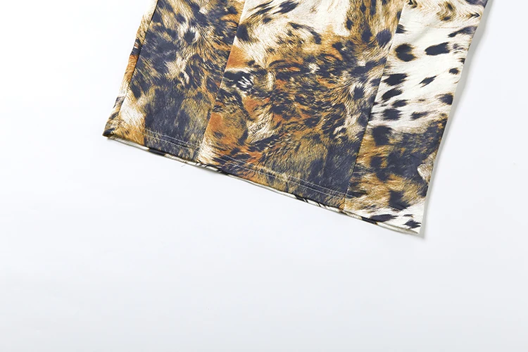Weird Puss Leopardenmuster Sling-Kleid für Damen, tief ausgeschnittenes, rückenfreies, ärmelloses, hoch tailliertes, figurbetontes Kleid mit Pfirsichhüft-Design im Street-Wild-Stil – Detail 9