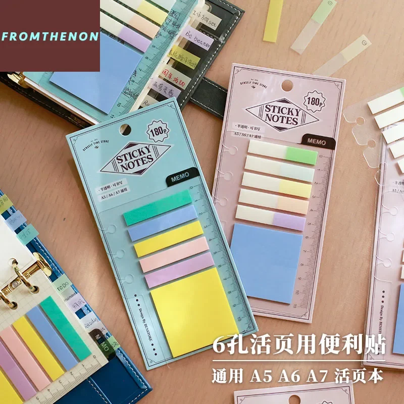 Fromthenon Multifunction 6 Hole Loose Leaf Notebook Index Sticker A5 A6 A7 Universal Translucent Macaron Planner Stickers