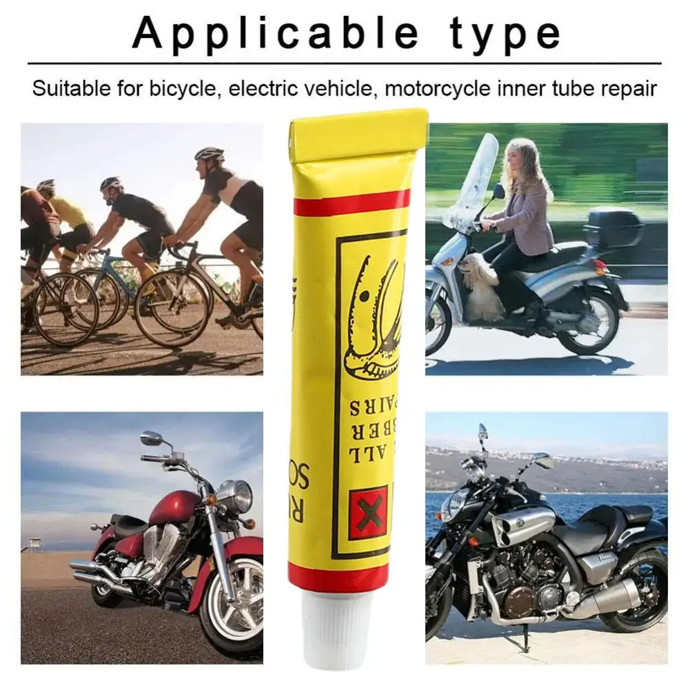 Cola para reparo de pneus, tubo de borracha de cimento, remendo de vedação de punção, kit adesivo líquido, bicicleta, motocicleta, carro, pneu, correção de emergência