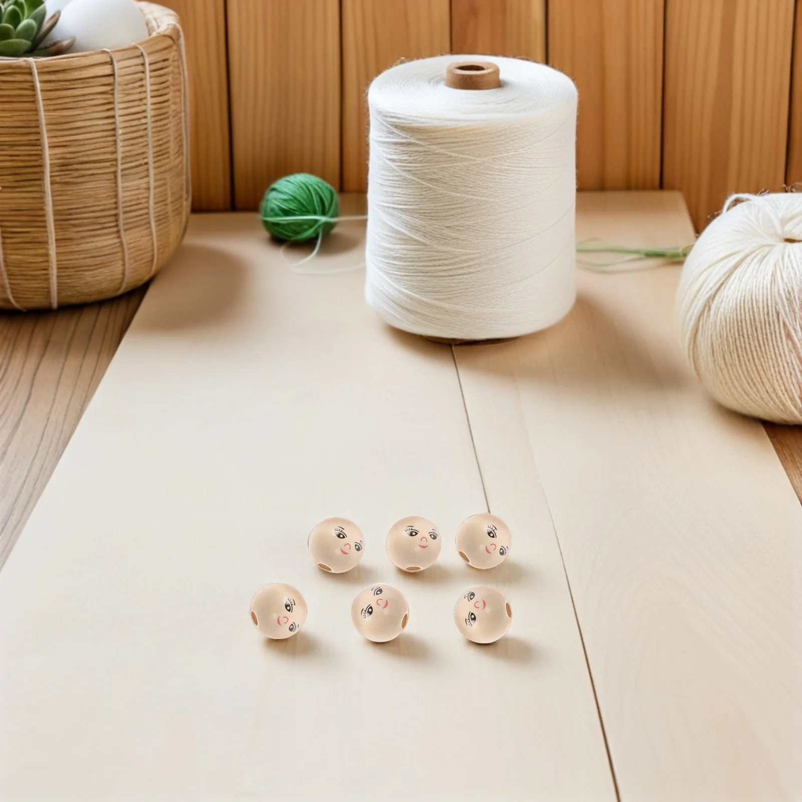 BESPORTBLE 50 шт. деревянные бусины с улыбкой на лице