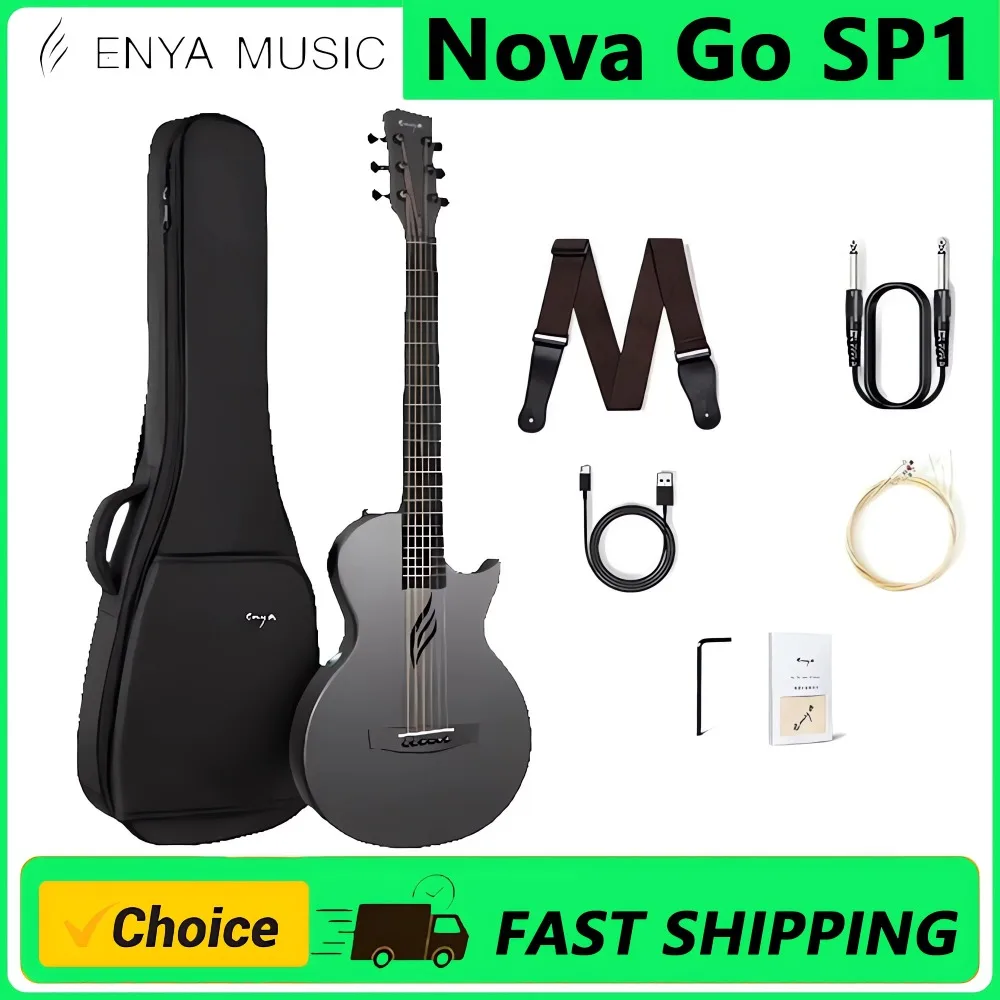 Enya NOVA GO SP1 35 Inch Smart Carbon Fiber Acoustic Electric Travel Guitar, Comes with Pickup, Gig Bag, Strap & Audio Cable