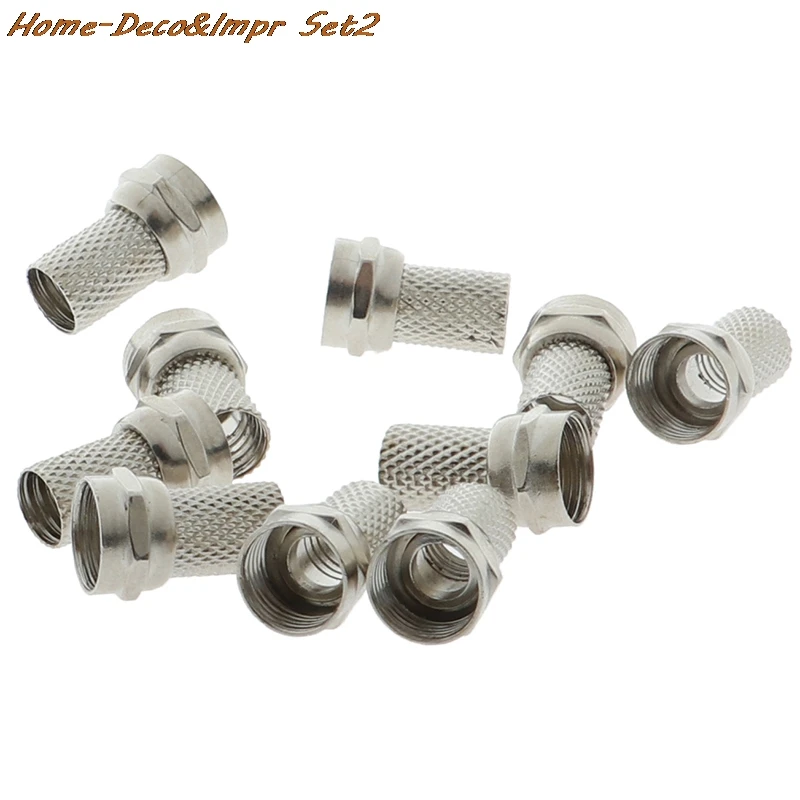 10pcs/lot 6mm Plug F-ConnectorS Screw On Type For RG6 Satellite Antenna Coax TV Installation Screw Onto  Cable-no Crimping