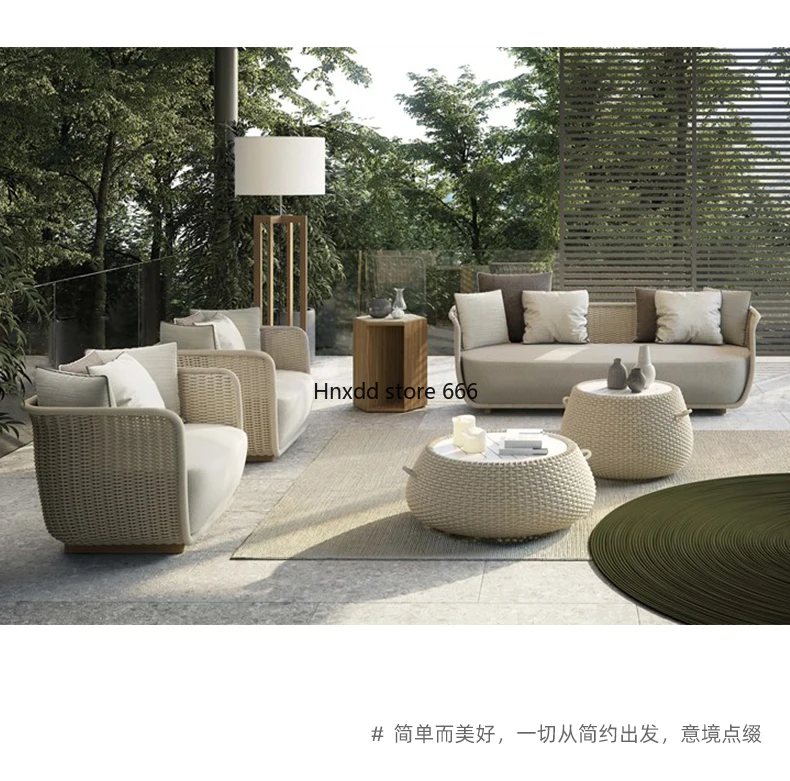 Outdoor sofa rattan furniture outdoor waterproof sofa chair combination