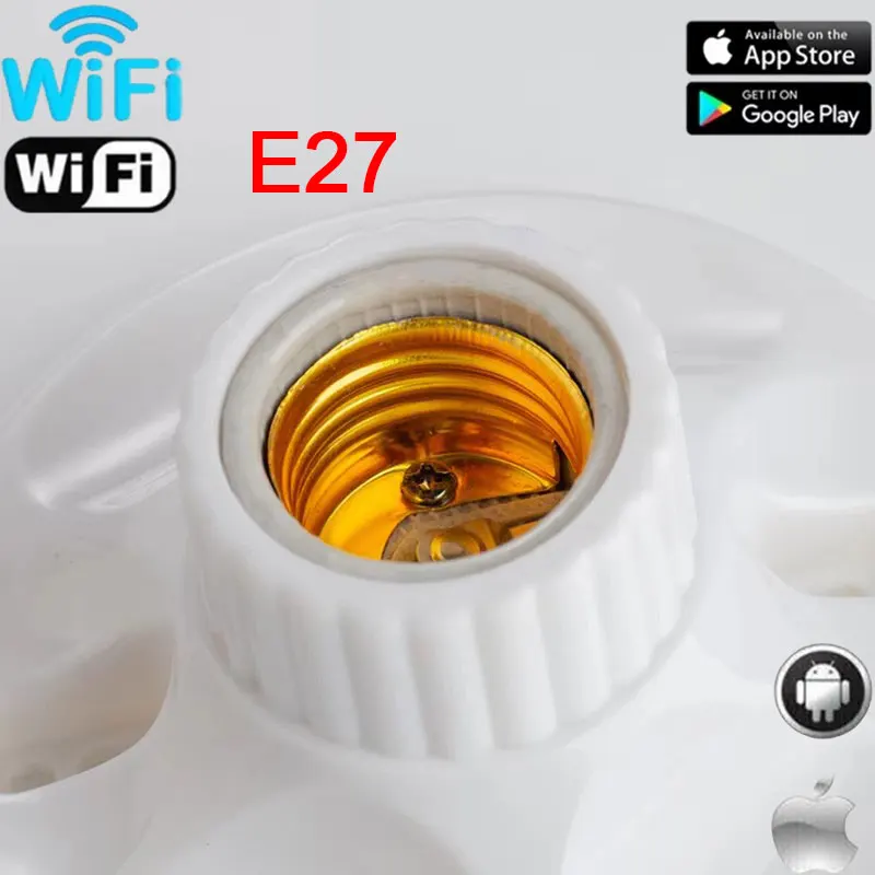 Multi Functional E27 Smart Lamp Holder, Multi-functional Socket, Wifi Control. Supports Ios And Android Phones.