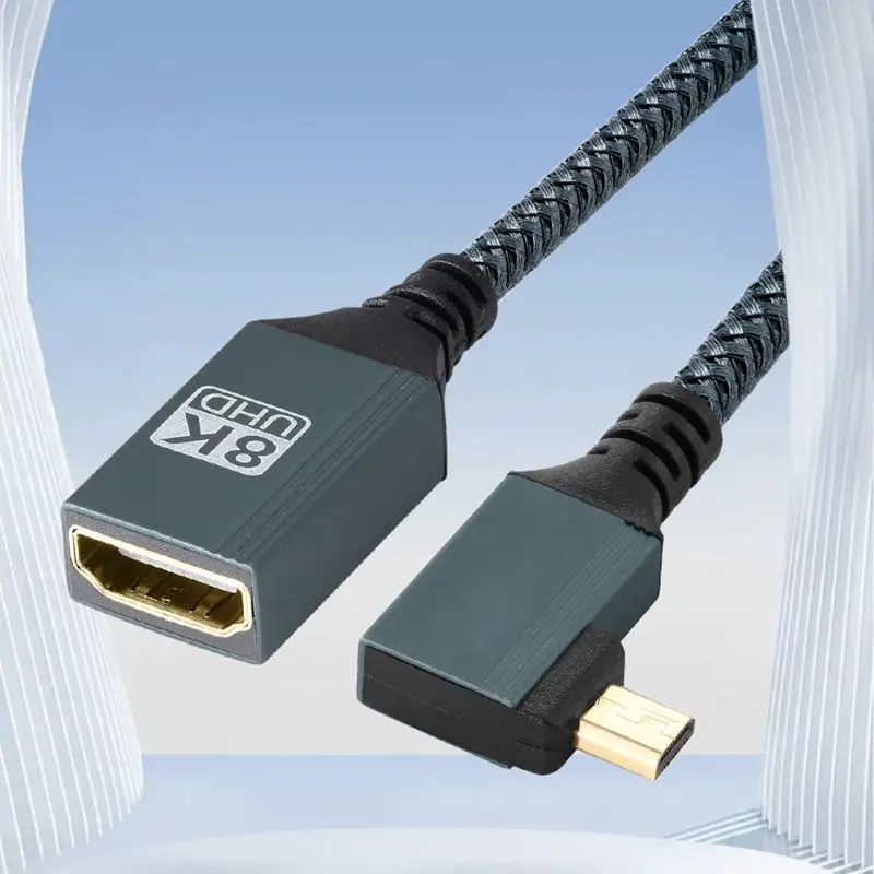 15cm 8K@60hz Mini/Micro HDMI to HDMI Compatible Up/Down/Left/Right Bend Adapter Cable for Digital Camera Monitor HD Cable