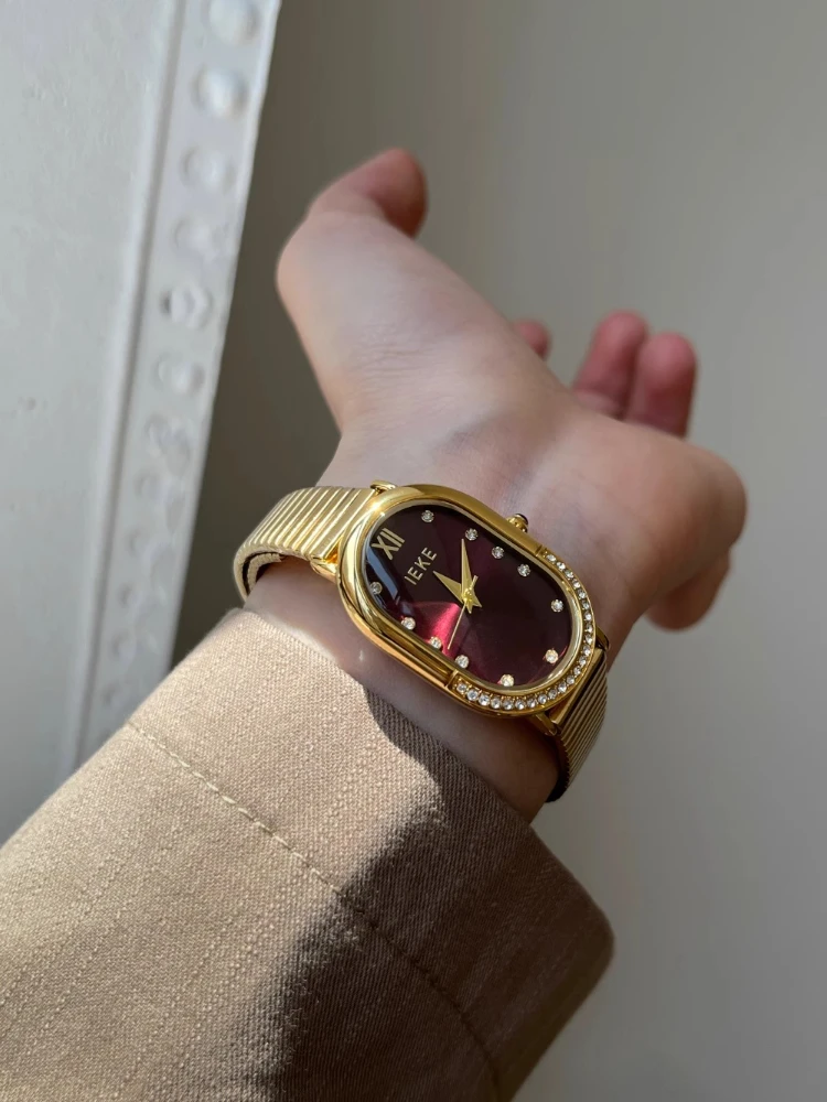 Small Oval Women's Watch Adjustable Stainless Steel Strap Quartz Wristwatches for Women Fashion Luxury Gift Clock