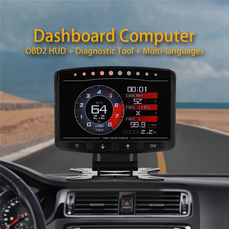 

Car X50 Pro OBD2 HUD Gauge Meter Multi Functional Digital Dashboard Computer Auto Display Coolant Oil Temp Turbo Boost