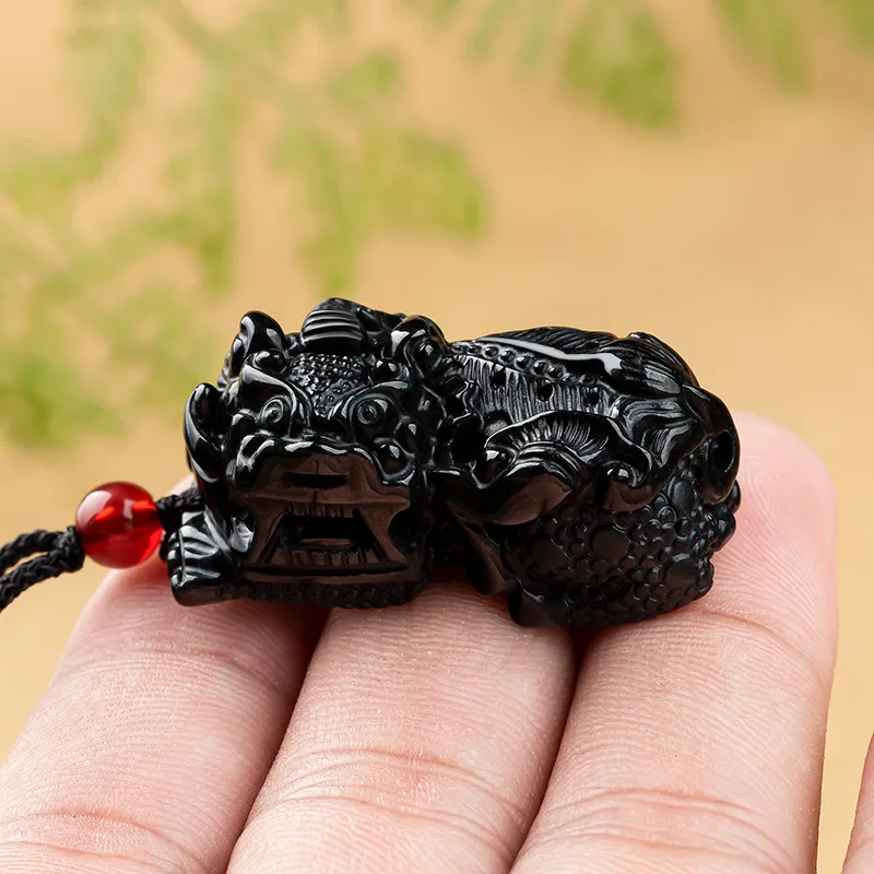 Jiale/ Natural Burmese Ice Species Black Jade Ruyi Pixiu Pendant Fine Jewelry Accessories Necklace for Men  Women Fashion Gift