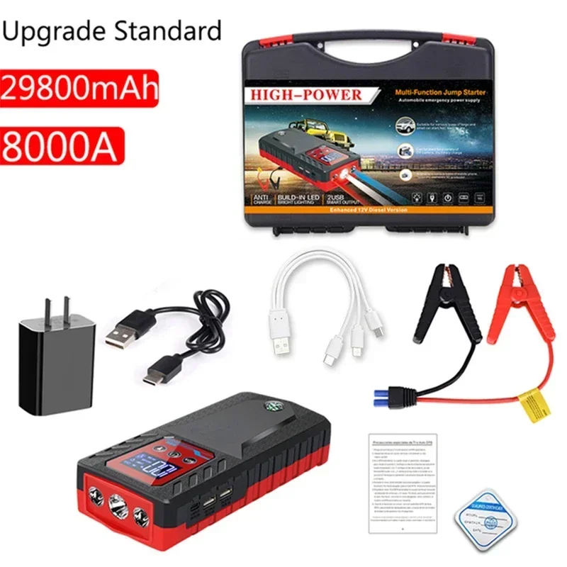 

229800mah Car Jump Starter Power Bank 8000A 12V Emergency Auto Battery Booster Diesel Petrol Starting Device Articles For Cars