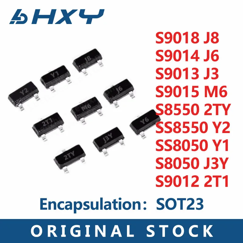 50PCS transistor SOT23package S9018 J8 S9014 J6 S9013 J3 S9015 M6 S8550 2TY SS8550 Y2 SS8050 Y1 S8050 J3Y S9012 2T1