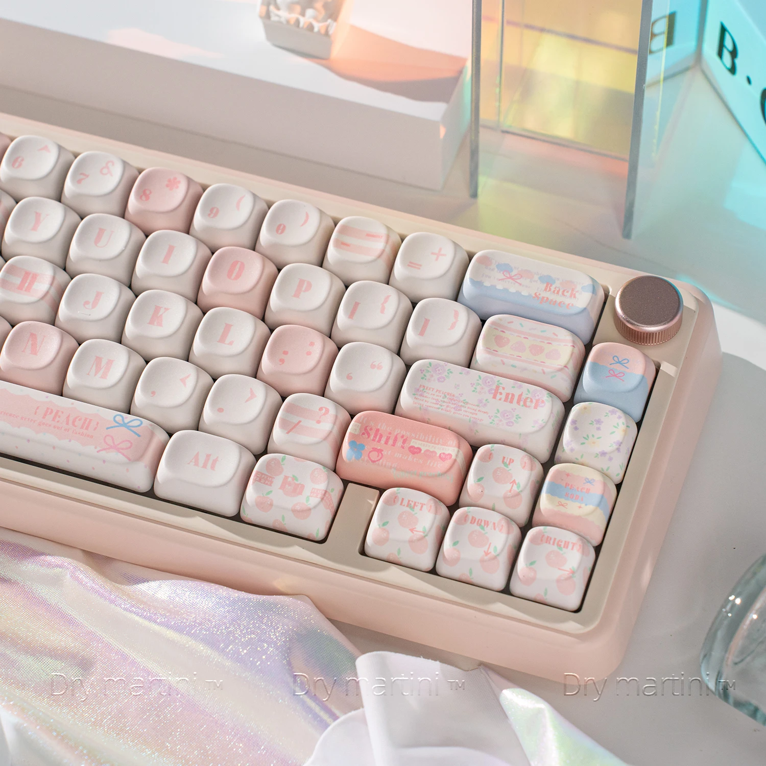 

Peach soda keycap MO cute mechanical keyboard ball cap PBT hot sublimation 61 68 75 81 87 98 108