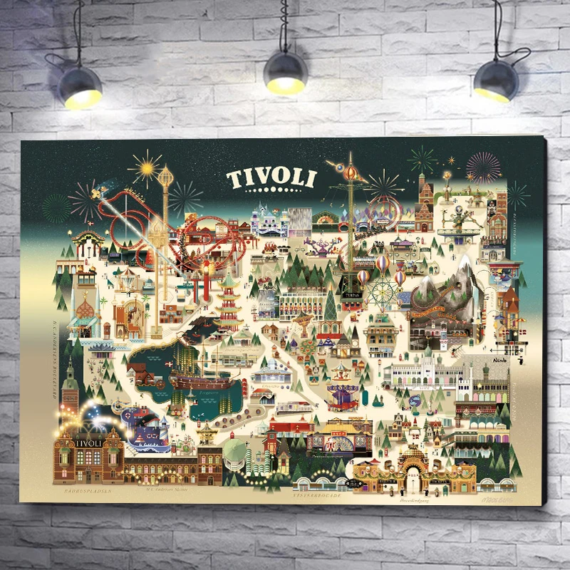 

Italy Ancient Town Tivoli Map Poster Prints For Living Room City Landscape Canvas Painting Wall Art Cartoon Home Decor Gift