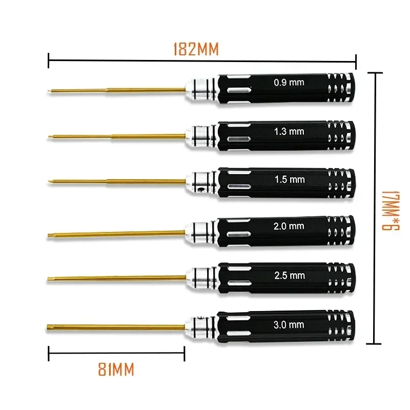 Jeu de tournevis hexagonaux en acier HSS, kit d'outils RC hexagonaux, 0.9mm, 1.3mm, 1.5mm, 2.0mm, 2.5mm