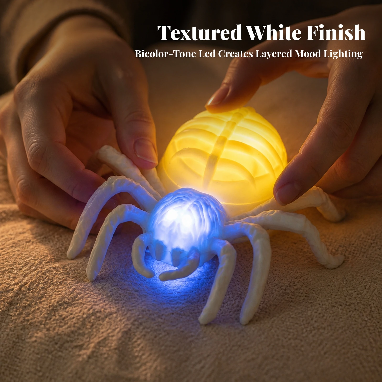 Spider Night Light Compact Spider Light with LED Nightlight Energy Efficient Soft Warm for Halloween, Party