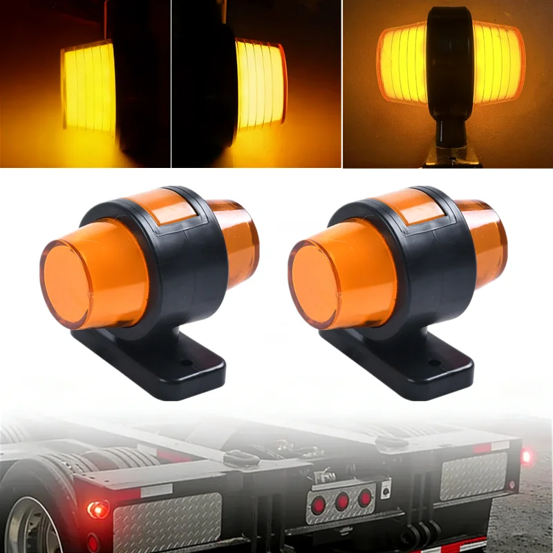 2PCS Double Face with Side Light Lorry Truck Outline LED Lamps Car Side Marker Lights Caravan Indicators Rear Warning Lamp