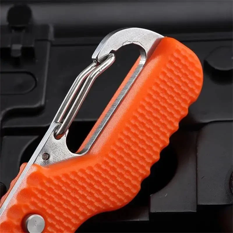 1PCS Orange Portable Multifunctional Express Parcel Knife Keychain Serrated Hook Carry On Unpacking Box Opener