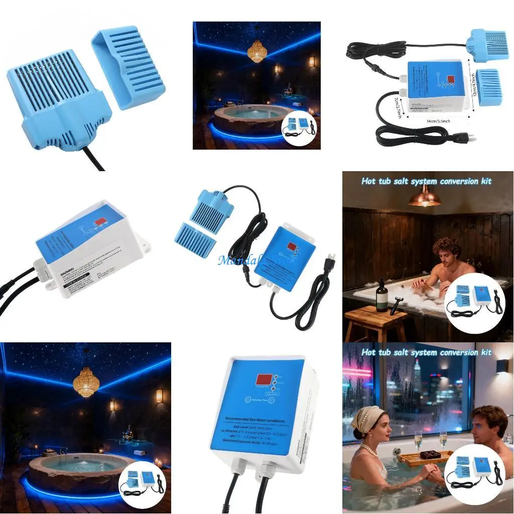 

U2JC Spa Saltwater Chlorine Generator System 120V Regulable Runtimes For 2000 Gallon Hot Tubs Energy Efficient ABS Construction