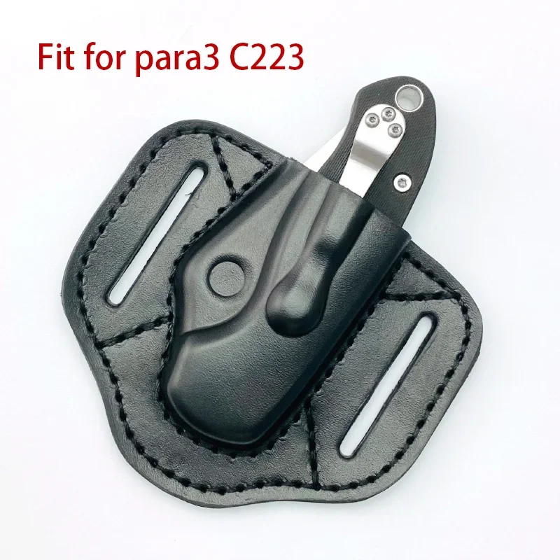 1piece Genuine Leather Scabbard Custom Leather Sheath for Spider Para3 C223 Folding Knife Storage Bag