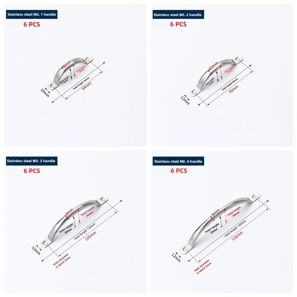 2/4/6 Stück Edelstahl-Türgriffe Schrankknöpfe Silber Schubladenknöpfe Küchenschrankgriffe 78mm 95mm 105mm 128mm im antiken Stil – Detail 9