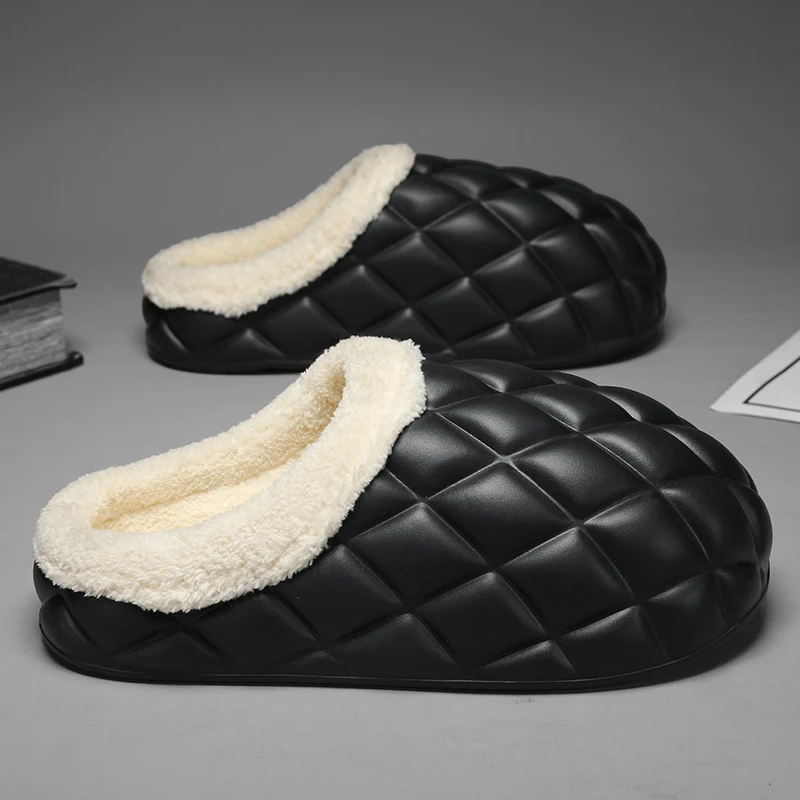 زوج Xinluo من الأحذية القطنية الشتوية للرجال، شباشب قطنية دافئة جديدة مقاومة للانزلاق ومقاومة للاهتراء