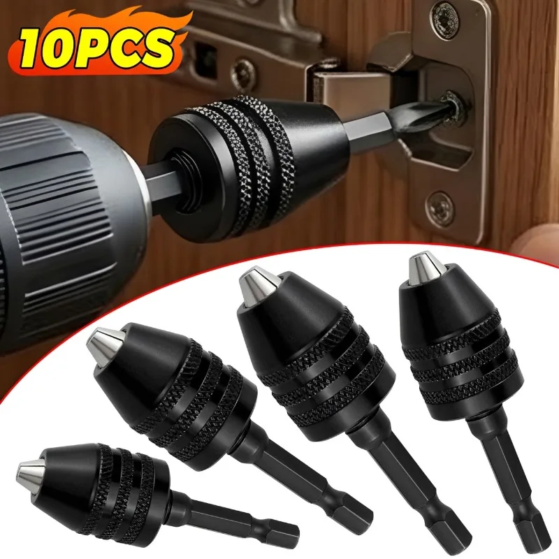 

1/10x Electric Drill Chuck Three-jaw Self-tightening Screwdriver Impact Driver Adaptor Mini Chuck Hex Shank Drill Bits Adapter
